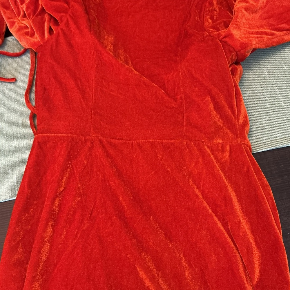 Pomuyoo Velvet Wrap Maxi Dress Burnt Orange Long Sleeve Size 6 - Picture 12 of 12